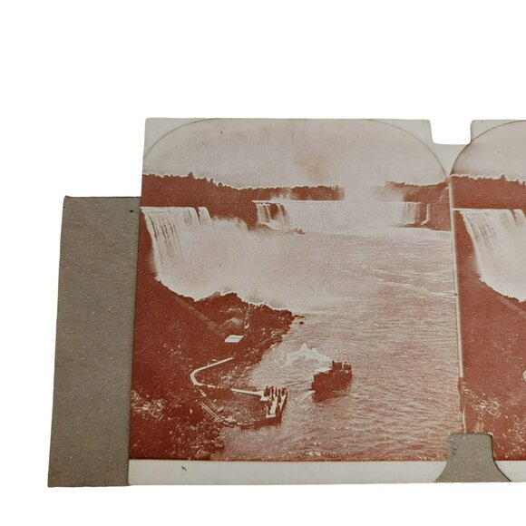 Waterfall Vintage Stereoscope Card General View From Bridge LI72 - Picture 3 of 3